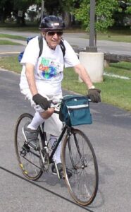 Bert Butler z'l at age 90 riding a bicycle