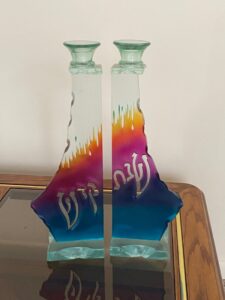 Colored glass candle holders